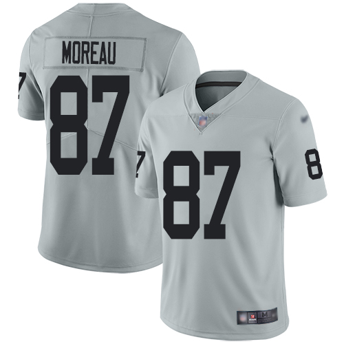 Men Oakland Raiders Limited Silver Foster Moreau Jersey NFL Football #87 Inverted Legend Jersey->oakland raiders->NFL Jersey